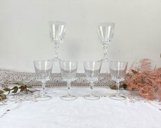 6 Cristal D'Arques white wine glasses VERSAILLES model