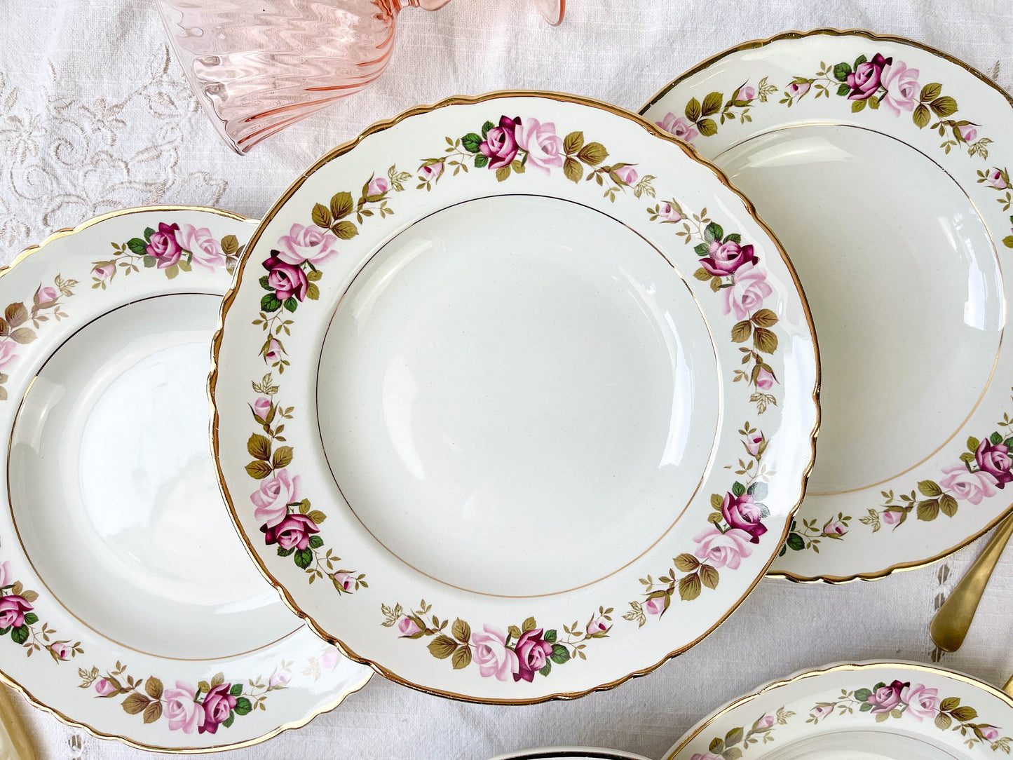 6 Assiettes creuses en faïence fleurie MOULIN DES LOUPS modèle Amboise - violn.fr