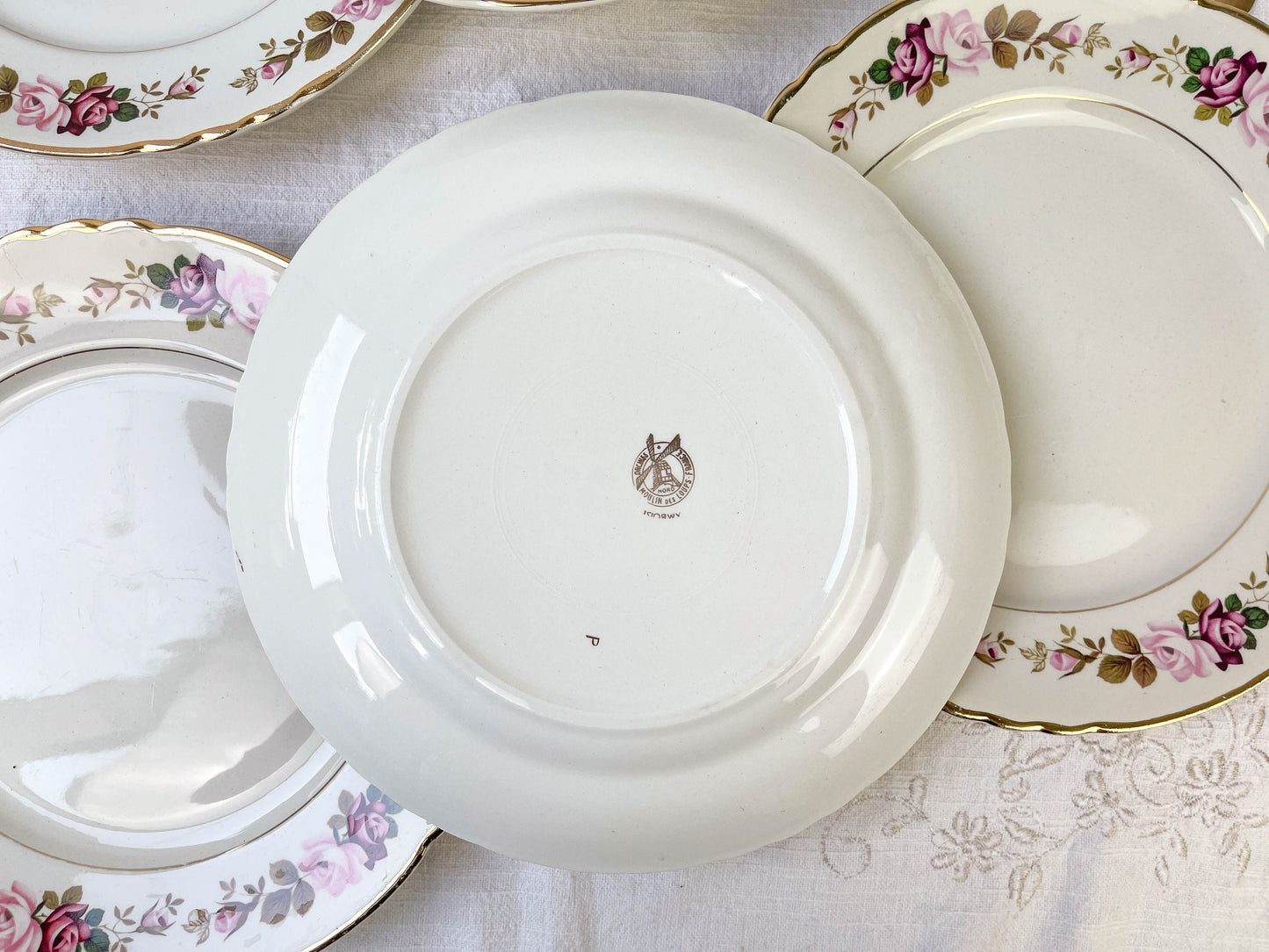6 Assiettes plates en faïence fleurie MOULIN DES LOUPS modèle Amboise - violn.fr