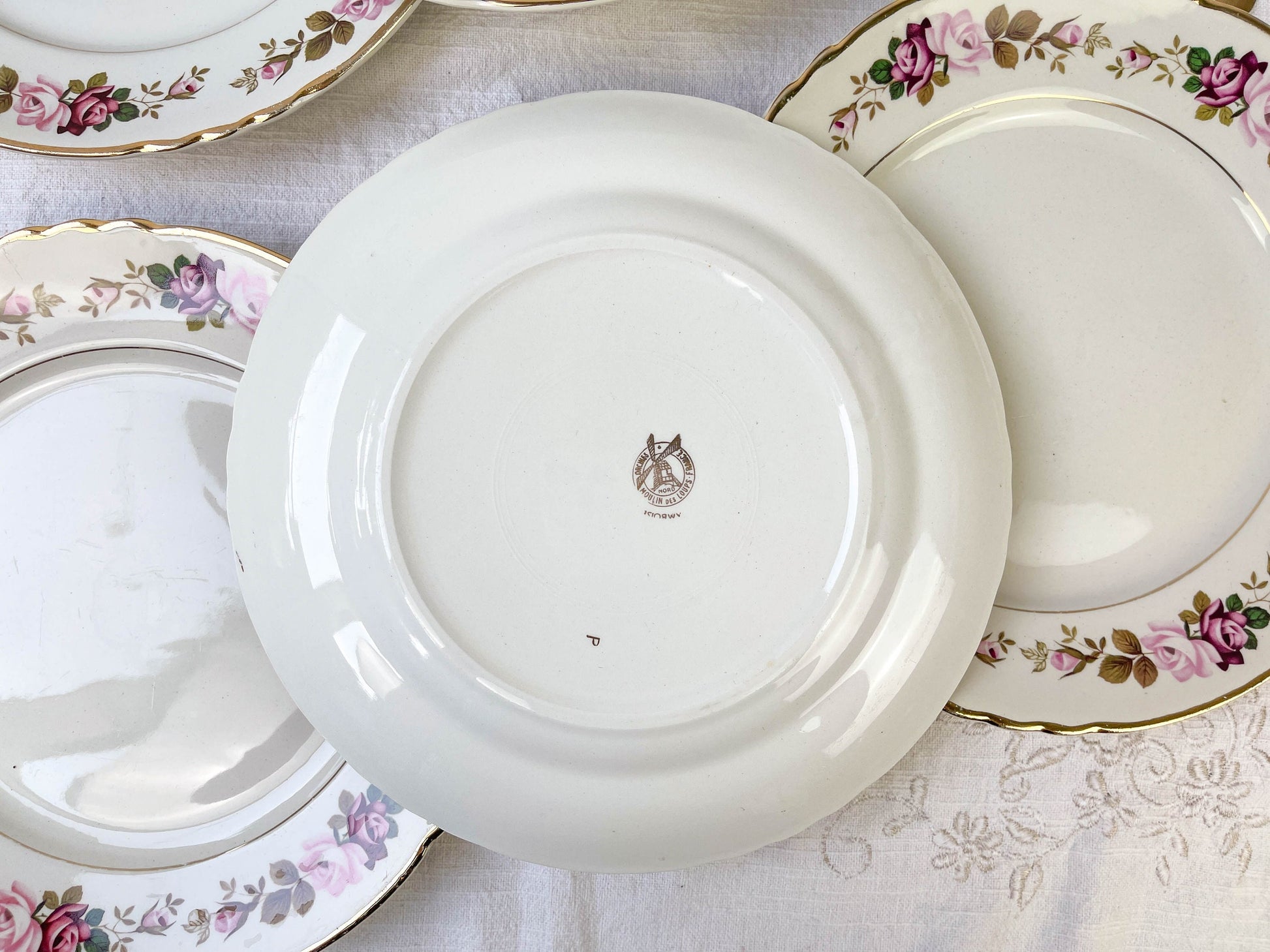 6 Assiettes plates en faïence fleurie MOULIN DES LOUPS modèle Amboise - violn.fr