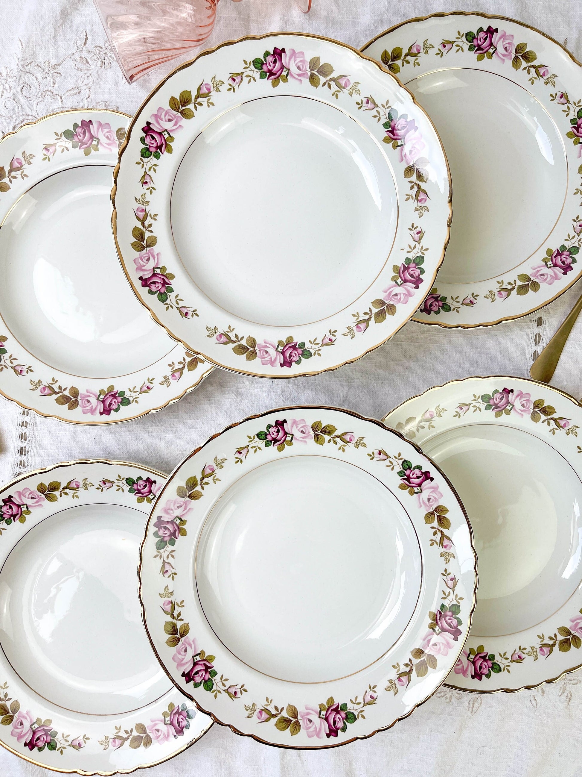 6 Assiettes creuses en faïence fleurie MOULIN DES LOUPS modèle Amboise - violn.fr