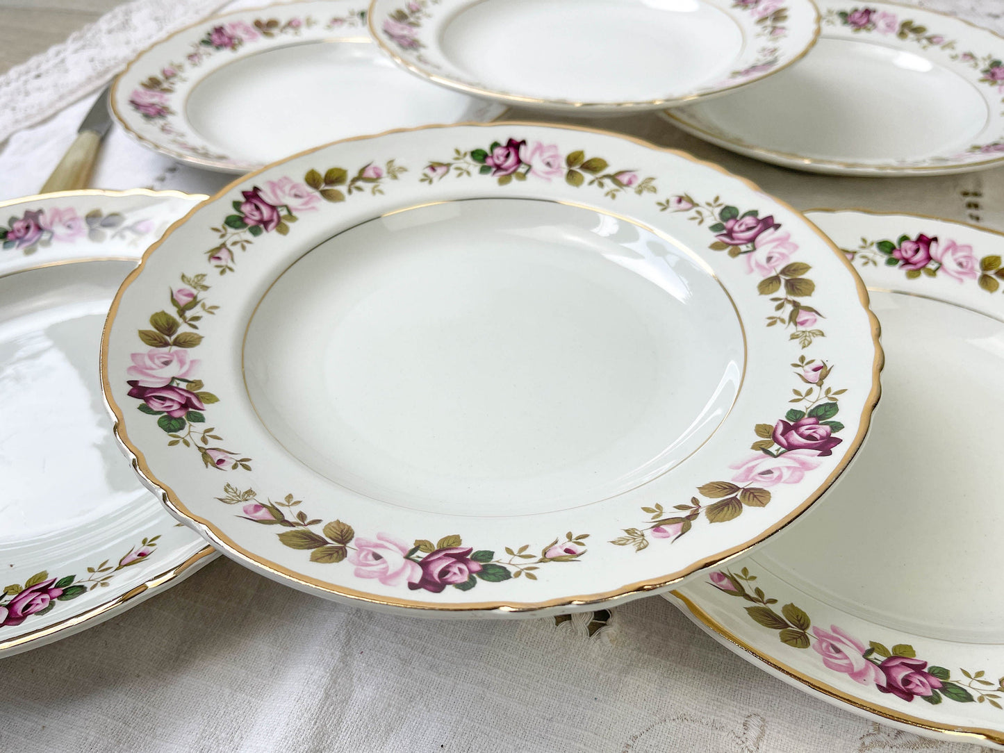6 Assiettes creuses en faïence fleurie MOULIN DES LOUPS modèle Amboise - violn.fr