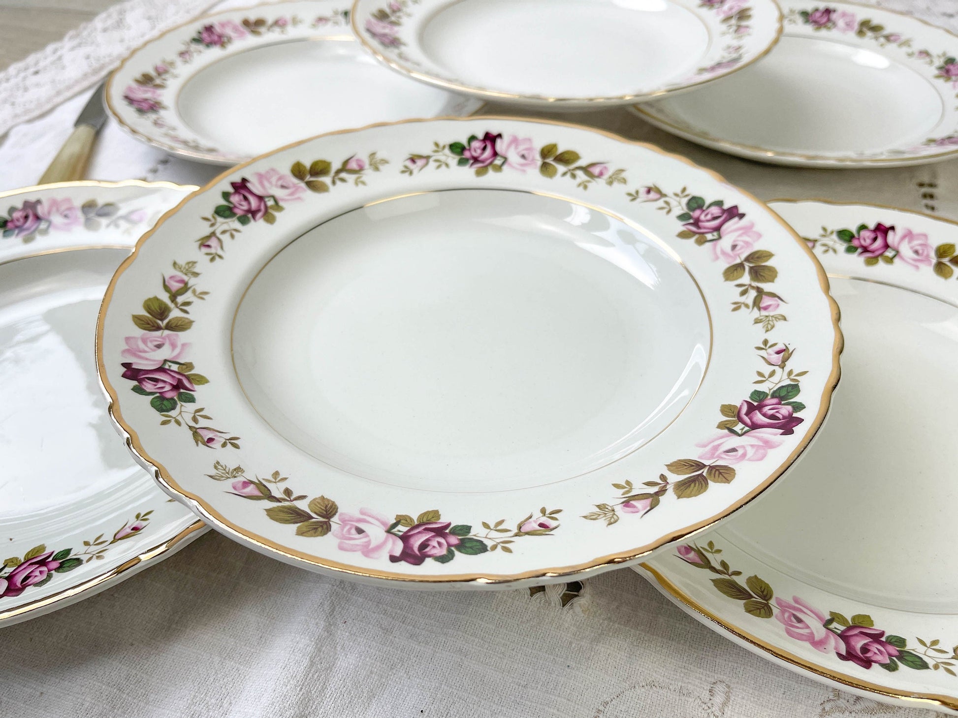6 Assiettes creuses en faïence fleurie MOULIN DES LOUPS modèle Amboise - violn.fr