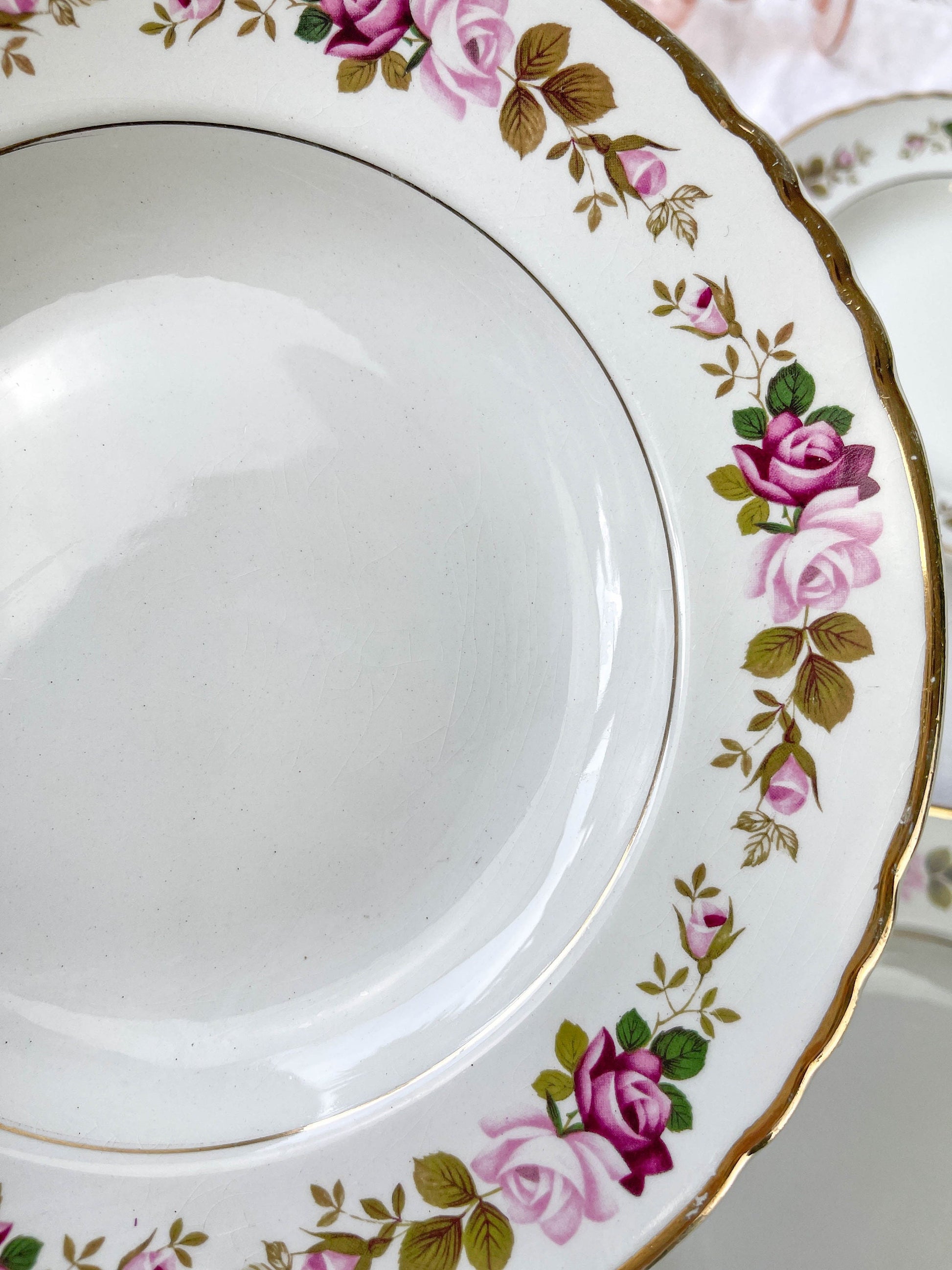 6 Assiettes creuses en faïence fleurie MOULIN DES LOUPS modèle Amboise - violn.fr
