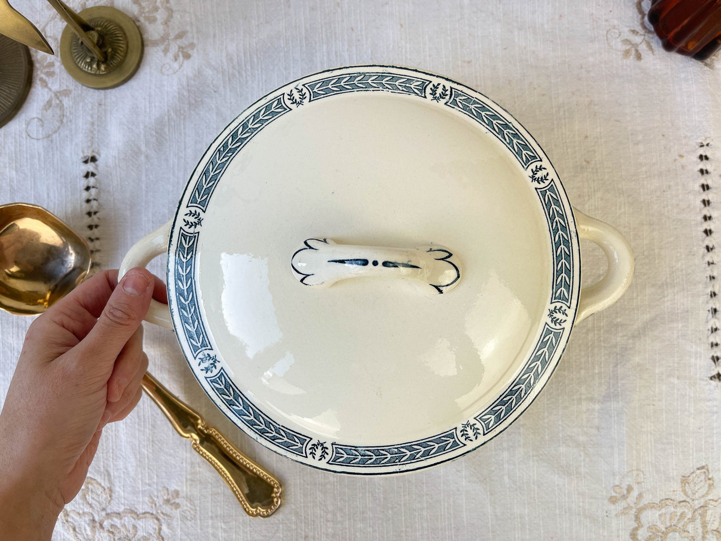 Petite Soupière vintage Terre de fer bleu SALINS modèle Castellane - violn.fr