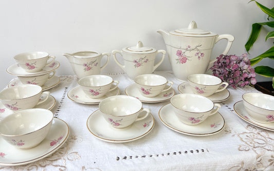 Vintage floral porcelain coffee set MDL Made in France