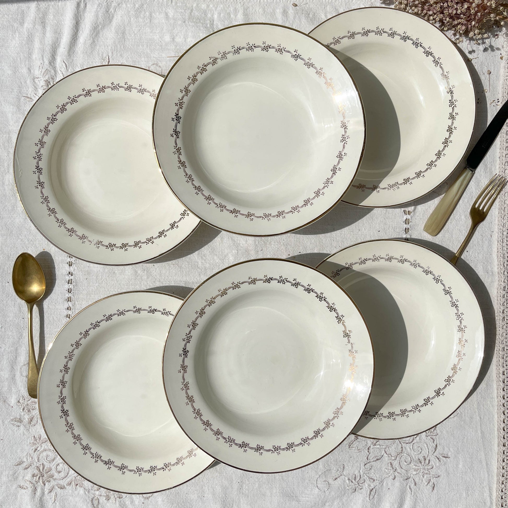6 Assiettes creuses en porcelaine opaque DIGOIN modèle SUZY - violn.fr