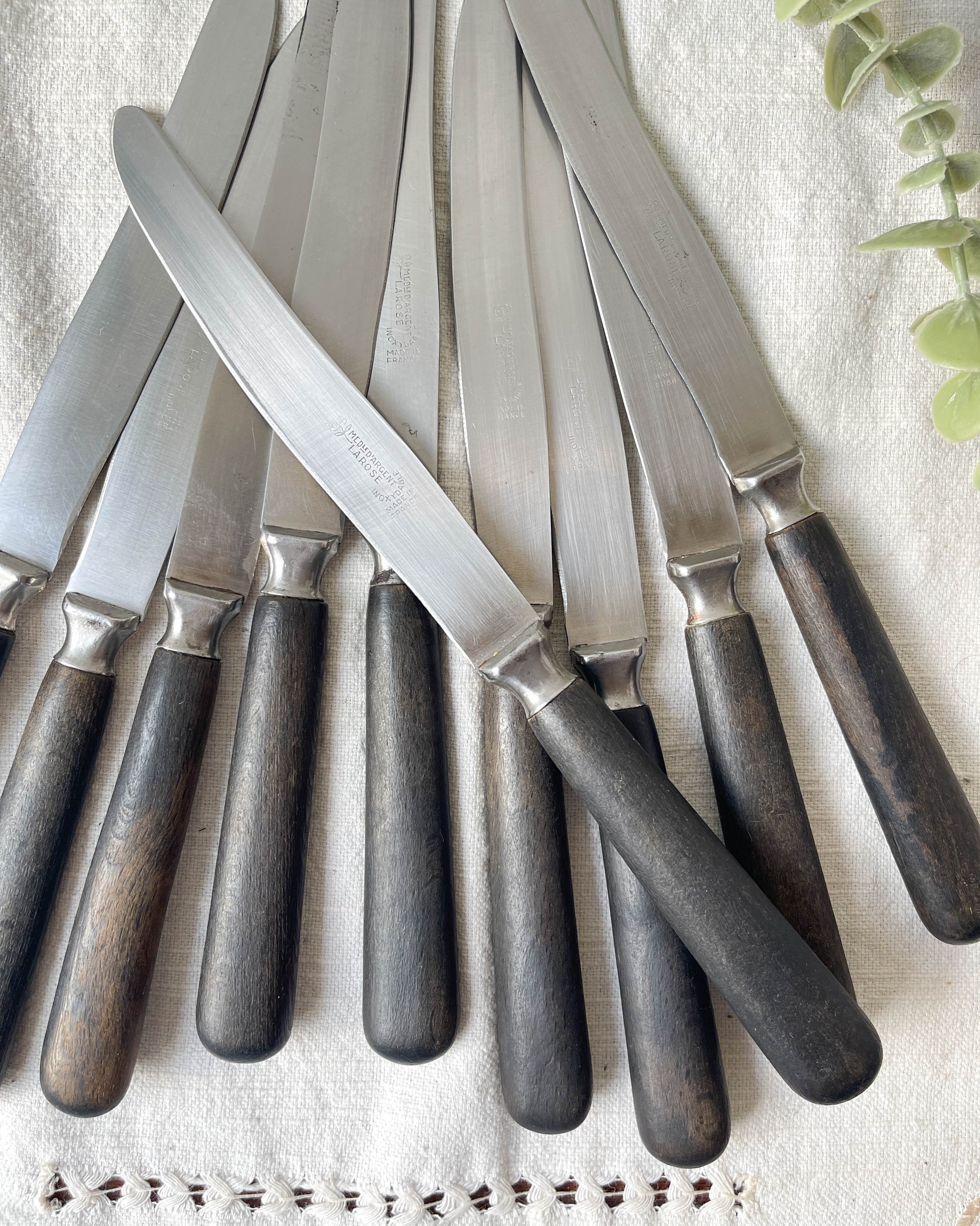 10 Couteaux vintages bois acier LA ROSE médaille D’argent France