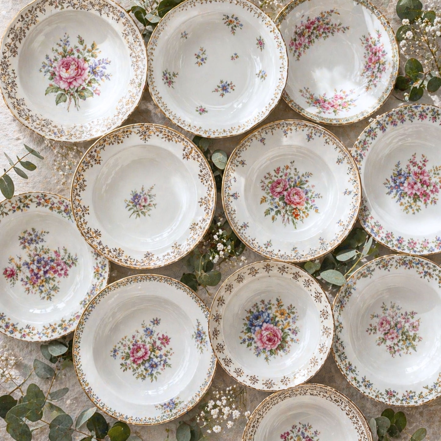 Assiette CREUSE PORCELAINE Fleurie vintage à l'unité