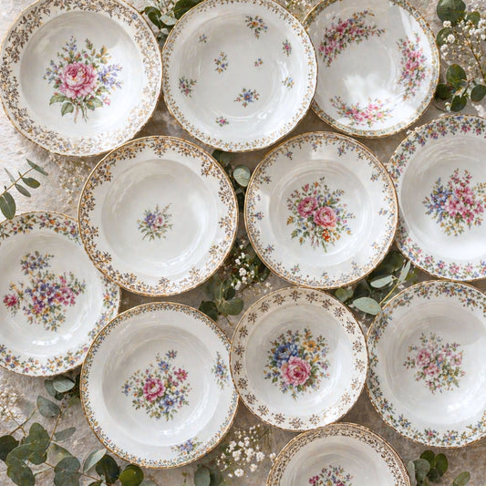 Assiette CREUSE PORCELAINE Fleurie vintage à l'unité