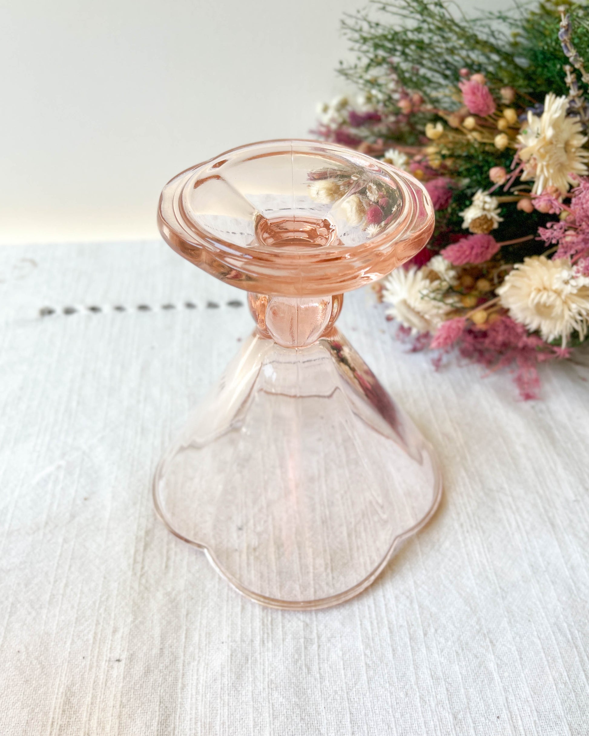 2 Coupes à glace en verre rose vintage 1970