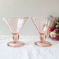 2 Coupes à glace en verre rose vintage 1970