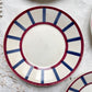 5 Petites Assiettes vintage Française Terre de Fer HBCM Béarn rayures bleues et rouge