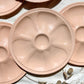 6 Assiettes à huîtres en porcelaine rose Digoin Sarreguemines