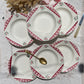 Assiettes creuses DIGOIN SARREGUEMINES modèle NIGER motif fleuries et carreaux rouge/blanc