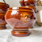 6 Bols Tête de Lion en céramique style Emile Henry marron vintage Made in France