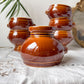 6 Bols Tête de Lion en céramique style Emile Henry marron vintage Made in France