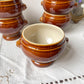 6 Bols Tête de Lion en céramique style Emile Henry marron vintage Made in France