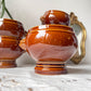 6 Bols Tête de Lion en céramique style Emile Henry marron vintage Made in France