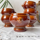 6 Bols Tête de Lion en céramique style Emile Henry marron vintage Made in France