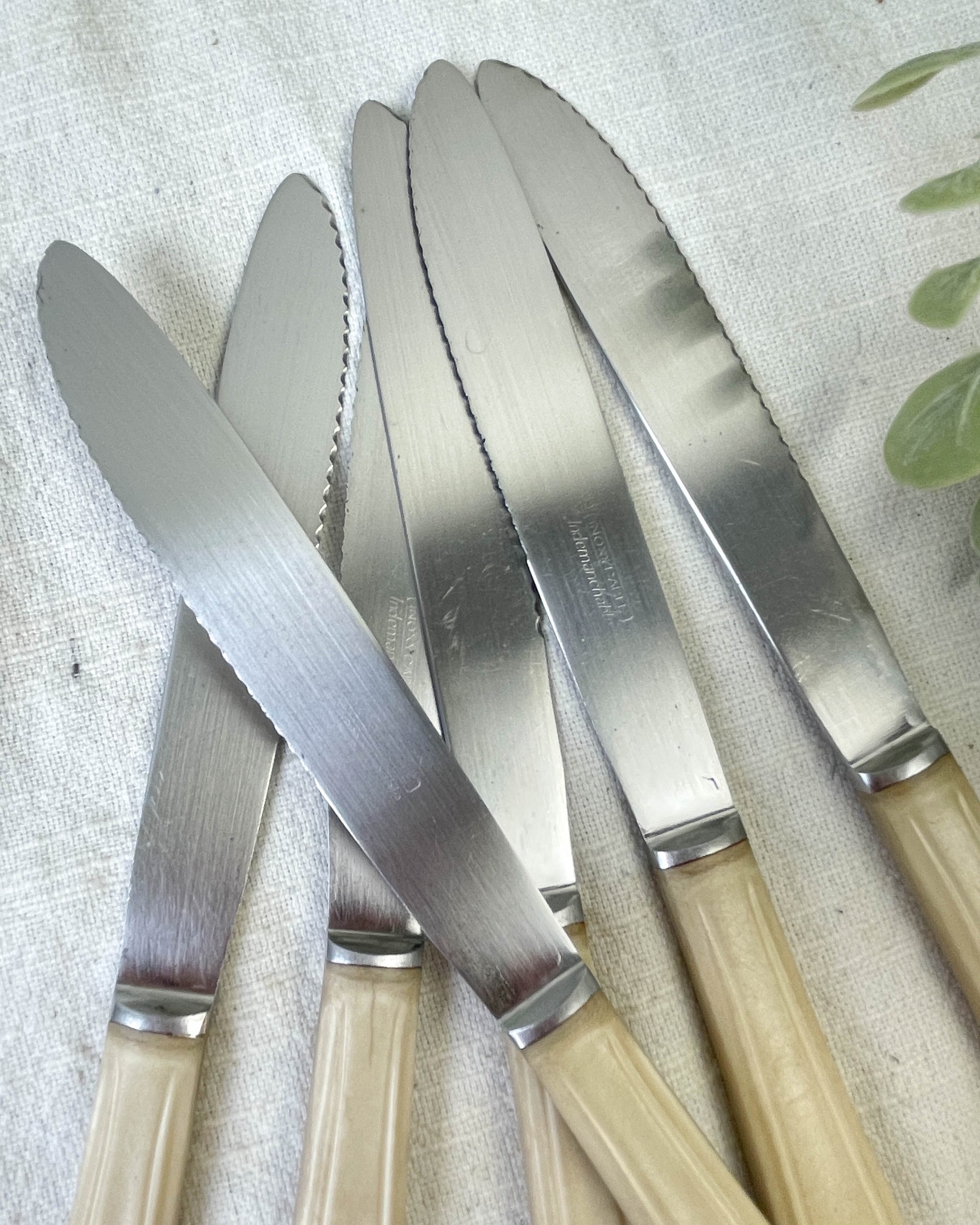 6 couteaux vintage Bakélite ivoire France