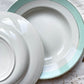 6 Assiettes creuses vintage faïence LUNEVILLE blanches vertes doré
