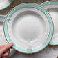 6 Assiettes creuses vintage faïence LUNEVILLE blanches vertes doré