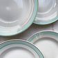 6 Assiettes creuses vintage faïence LUNEVILLE blanches vertes doré