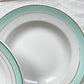6 Assiettes creuses vintage faïence LUNEVILLE blanches vertes doré