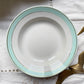 6 Assiettes creuses vintage faïence LUNEVILLE blanches vertes doré