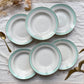 6 Assiettes creuses vintage faïence LUNEVILLE blanches vertes doré