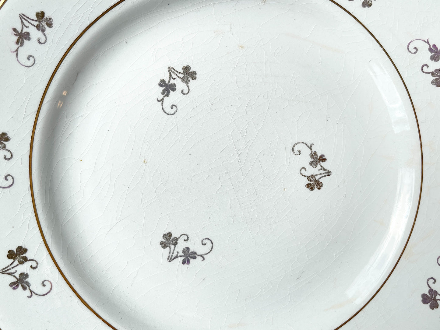 6 Assiettes plates L'Amandinoise en porcelaine blanche dorées