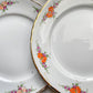 9 Petites assiettes vintage Moulin des Loups motif fleuries orange