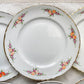 9 Petites assiettes vintage Moulin des Loups motif fleuries orange
