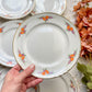 9 Petites assiettes vintage Moulin des Loups motif fleuries orange