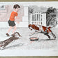 Ancienne affiche scolaire Française MDI, 1970 : Chien, chat / Course école