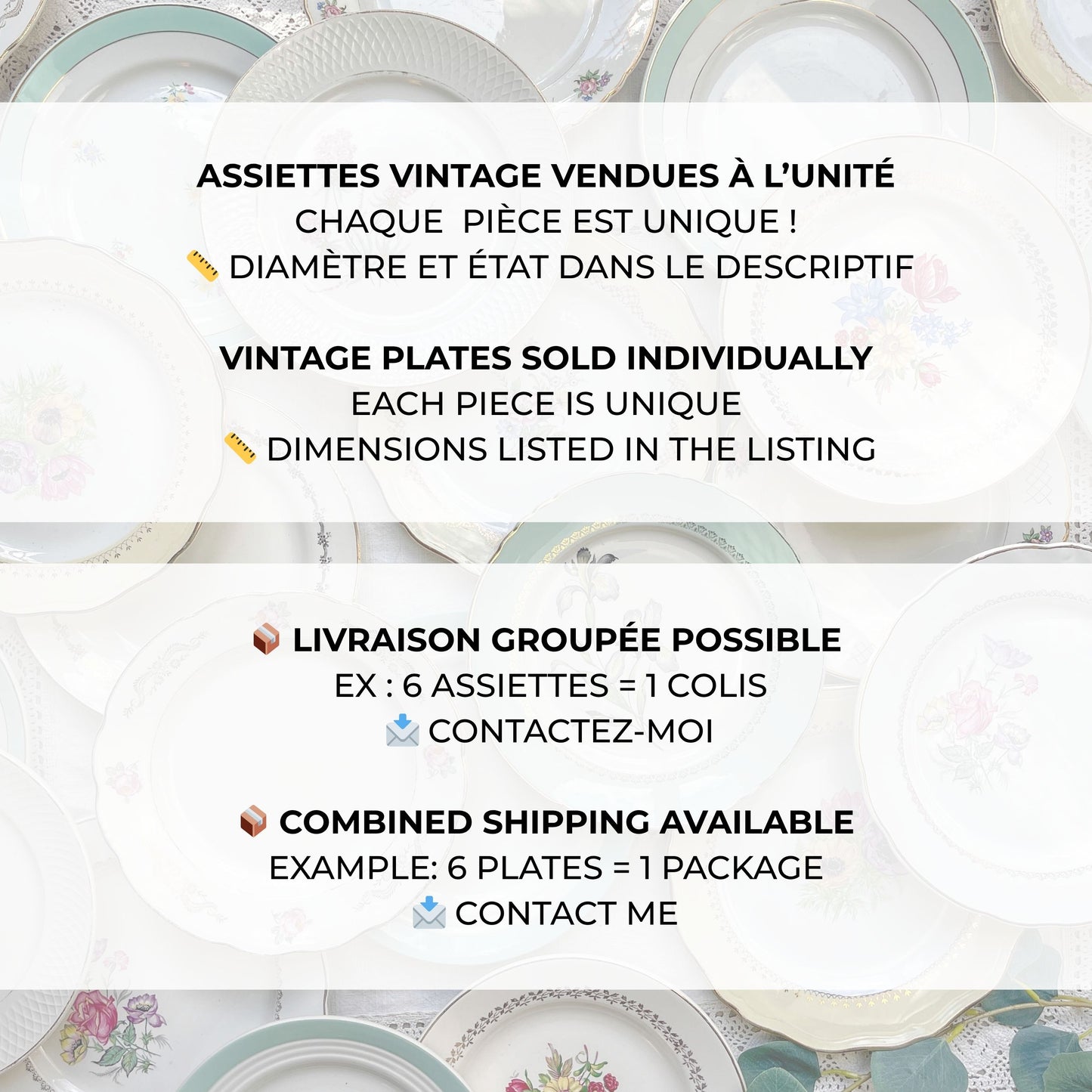 Assiette PLATE PORCELAINE blanche, dorée vintage vendue à l’unité