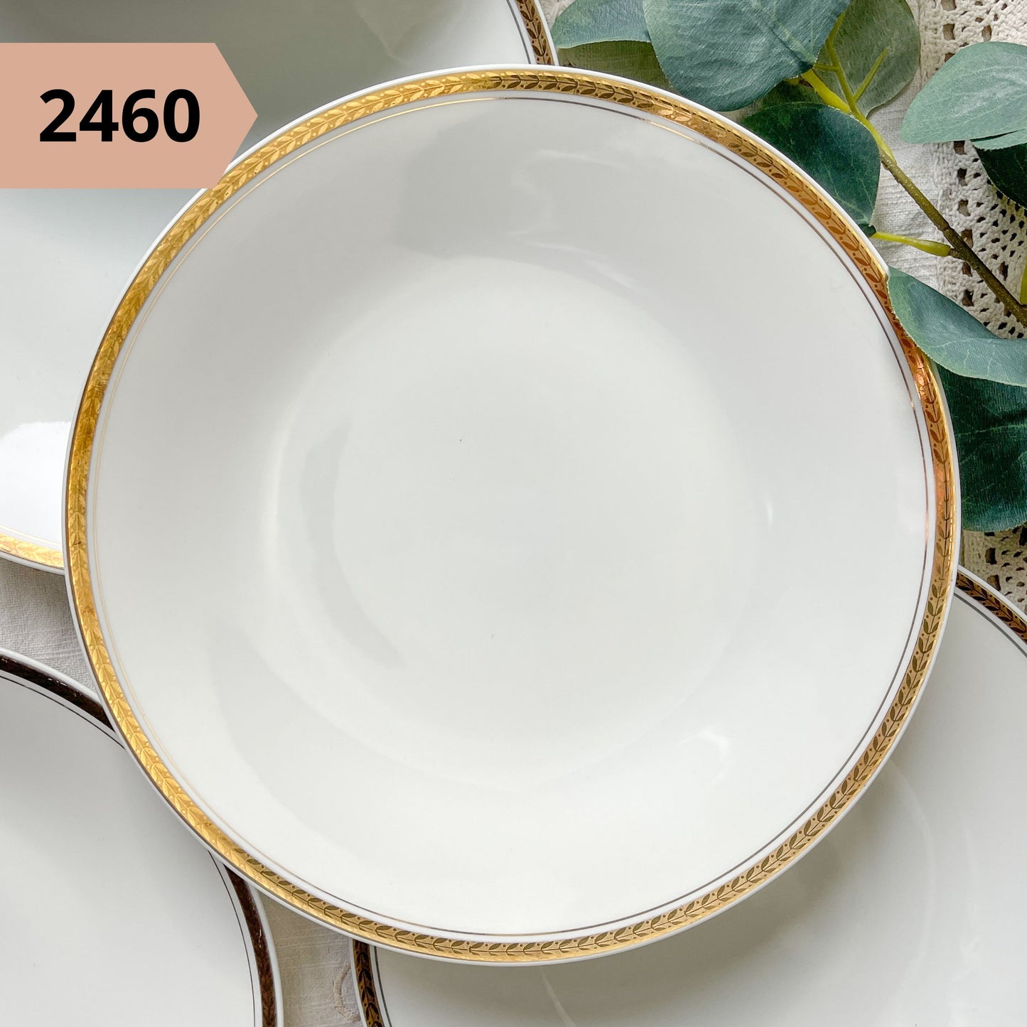 Assiette PLATE PORCELAINE blanche, dorée vintage vendue à l’unité