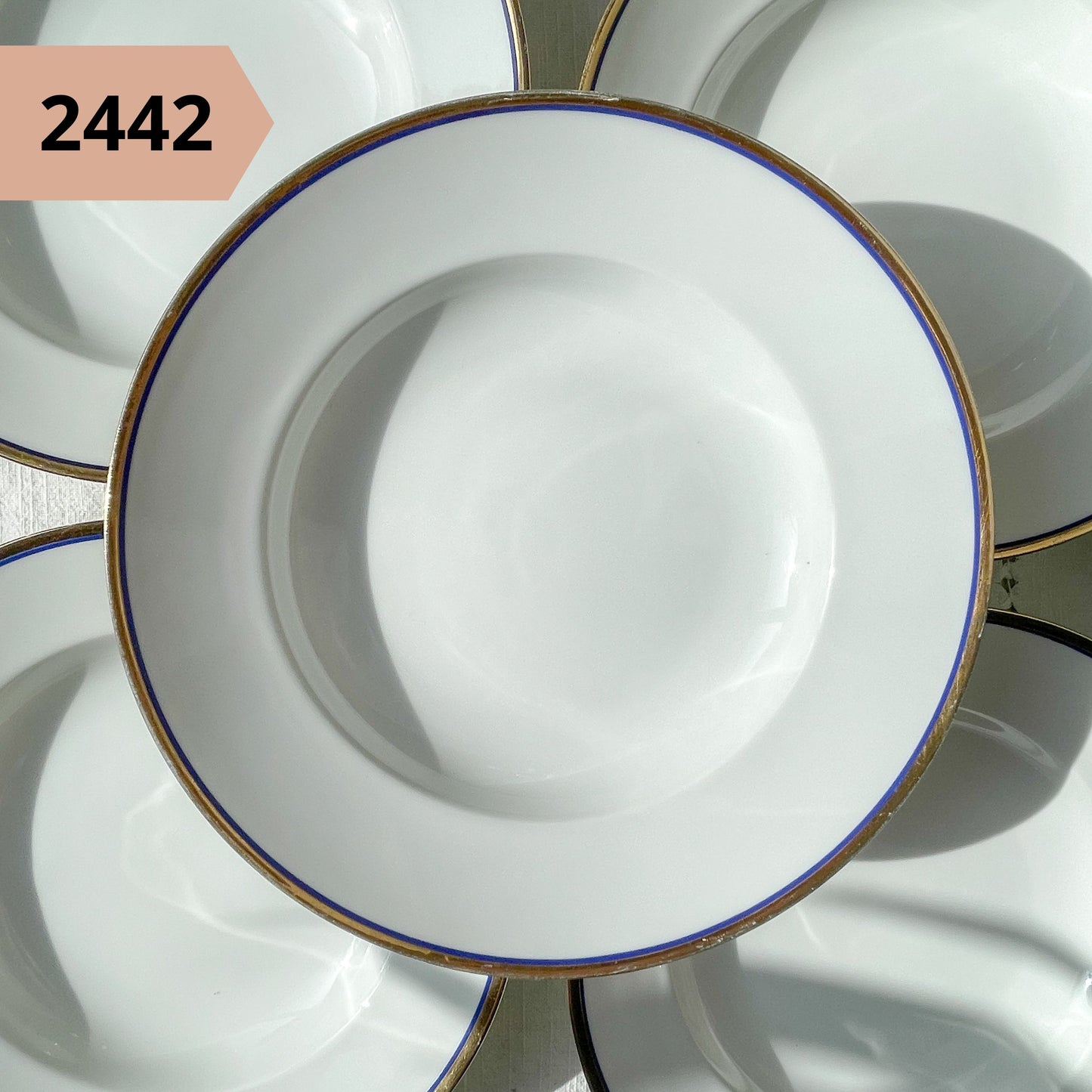 Assiette CREUSE vintage PORCELAINE blanche, dorée – vendue à l’UNITÉ