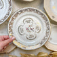 8 Petites Assiettes Vintage Dépareillées en Porcelaine Française Limoges, Orchies - Motifs Fleurs Dorées et Oiseau