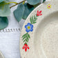 5 Assiettes creuses en grès beige moucheté motif fleuri Tulowice Poland 1970