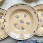 6 Assiettes creuses porcelaine vintage K&g Luneville "Flore" 1950s petites fleures bleues
