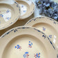 6 Assiettes creuses porcelaine vintage K&g Luneville "Flore" 1950s petites fleures bleues