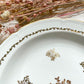 5 Assiettes creuses porcelaine vintage Française motif fleurs dorées Vierzon C.G