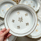 5 Assiettes creuses porcelaine vintage Française motif fleurs dorées Vierzon C.G