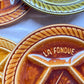6 Assiettes à fondue vintage en céramique SARREGUEMINES France 1970