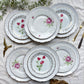 6 Assiettes vintage Porcelaine blanches dorées + 6 Petites Assiettes dépareillées fleuries