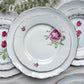 6 Assiettes vintage Porcelaine blanches dorées + 6 Petites Assiettes dépareillées fleuries