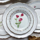 6 Assiettes vintage Porcelaine blanches dorées + 6 Petites Assiettes dépareillées fleuries