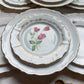 6 Assiettes vintage Porcelaine blanches dorées + 6 Petites Assiettes dépareillées fleuries